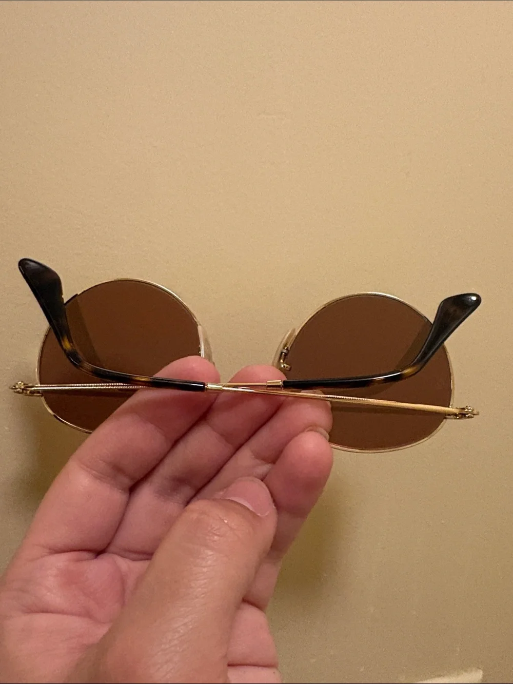 Ray-Ban Gold Frame Sunglasses with Pink Lenses